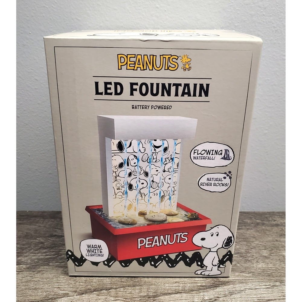 Peanuts Snoopy LED Fountain Lighted‎ Decor White Lighting Flowing Waterfall NEW